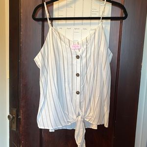 Pink Lily White and Brown Striped Tank!